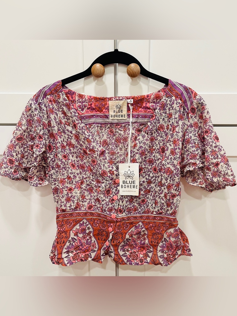 BLUE BOHEME BOHO FANNY TOP, SIZE S/M, NWT.